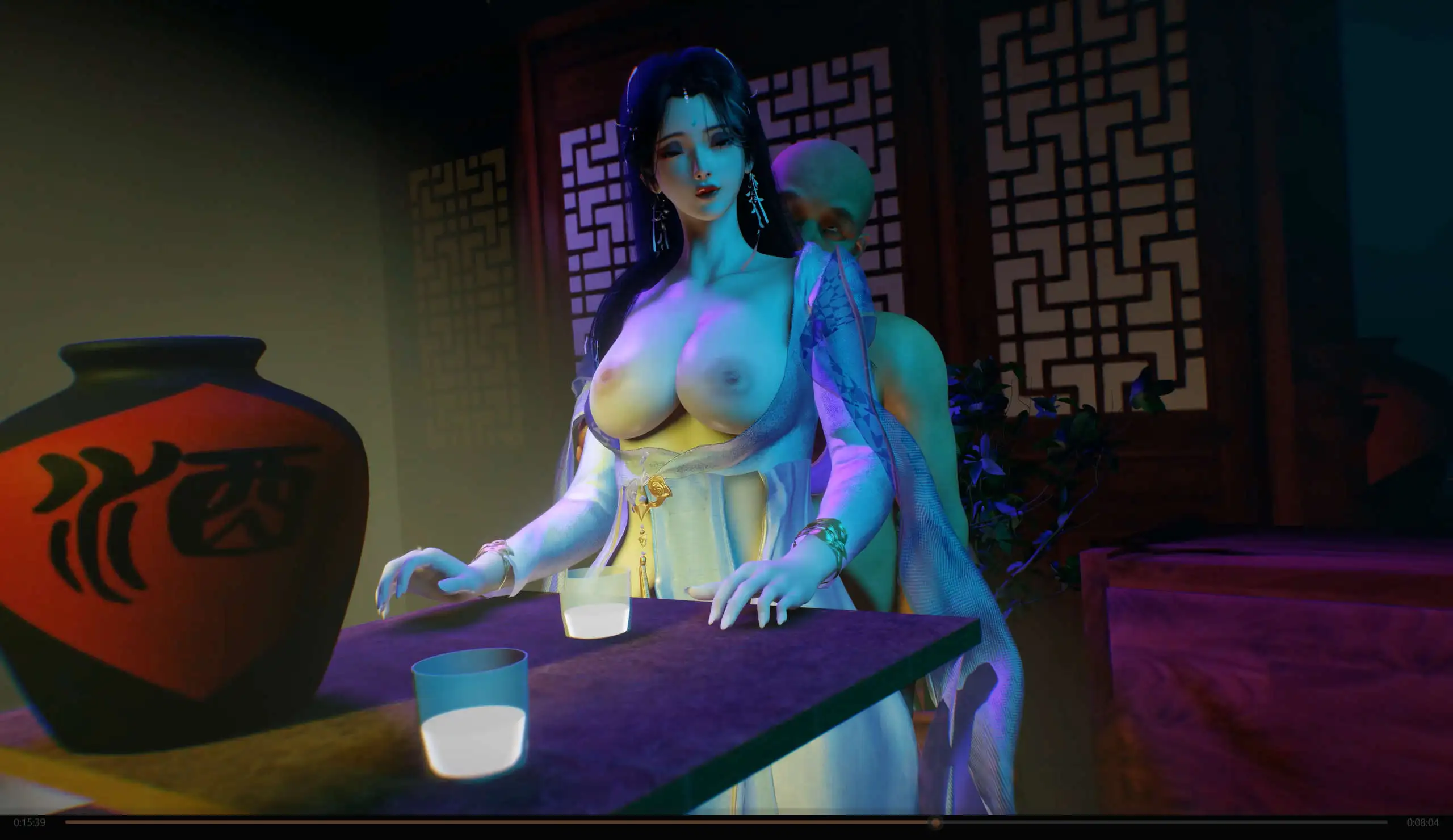图片[2]-【3D/动态/VAM】清漪古风酒吧NTR 极品长腿女友被猥琐老头侵犯中出【3.8G】