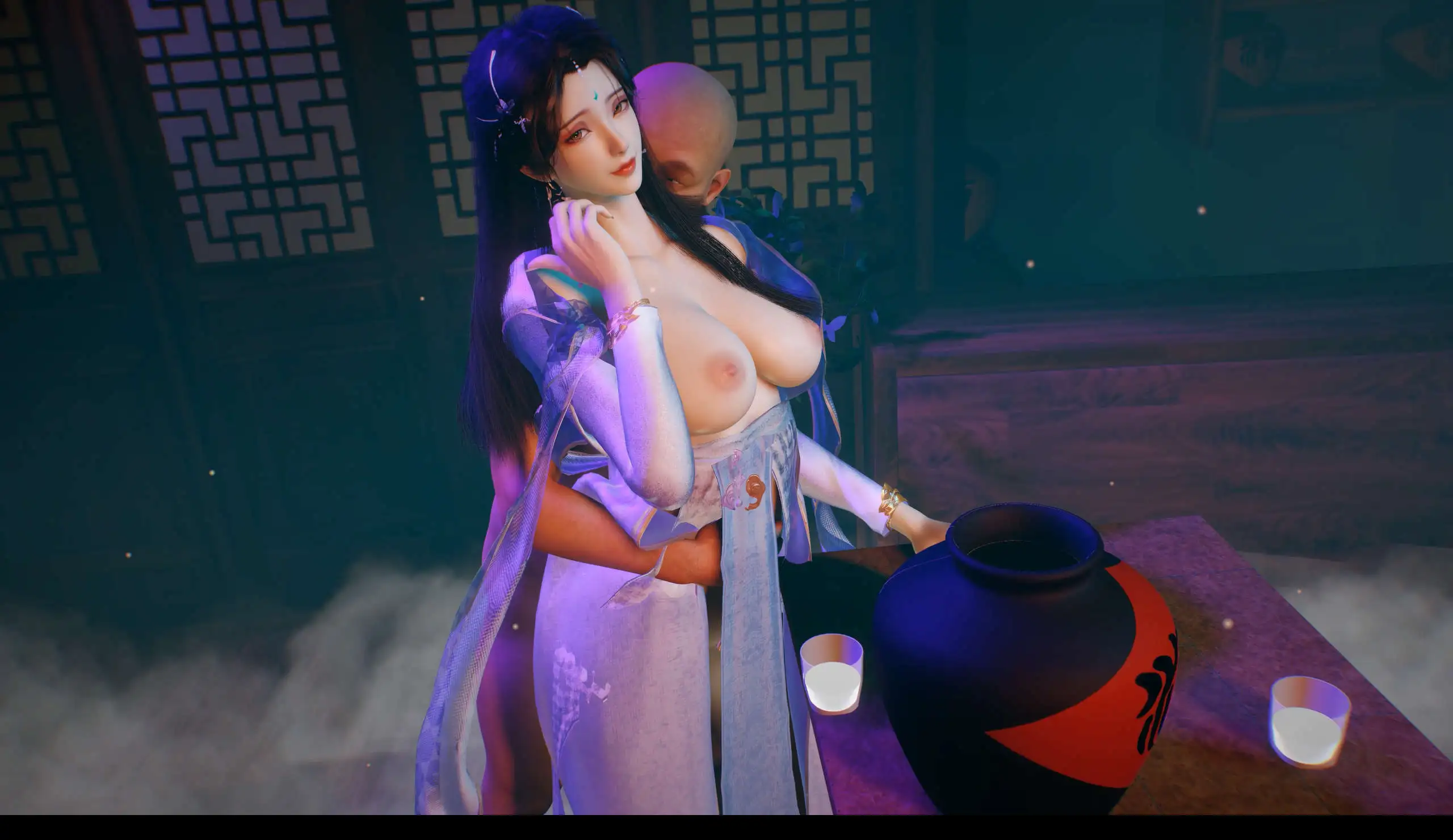 图片[3]-【3D/动态/VAM】清漪古风酒吧NTR 极品长腿女友被猥琐老头侵犯中出【3.8G】